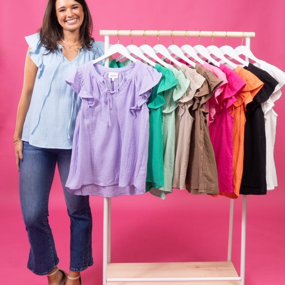 Kelly Green Ruffle Blouse - Picture 5 of 5